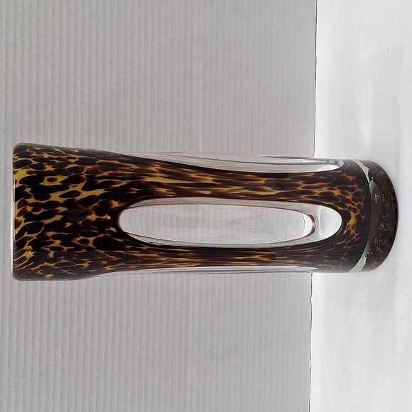 #AEY Blown glass vase two-tone Browns and clear - Picture 1 of 6